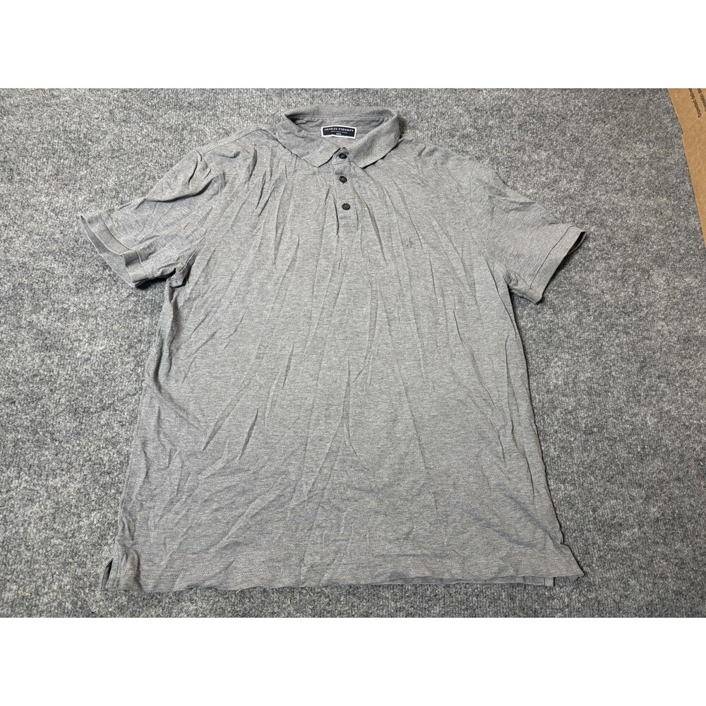 Charles Tyrwhitt Polo Shirt Mens M Gray Cotton Stretch Knit Short Sleeve Casual